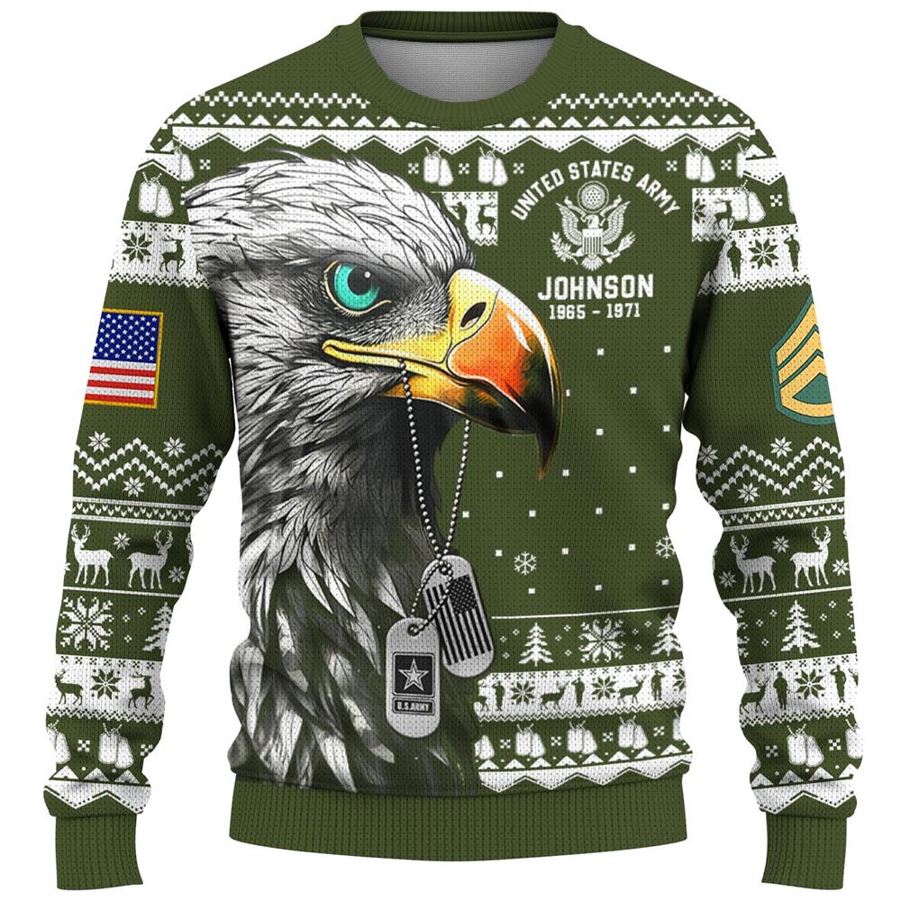 Personalized Military Christmas Ugly Sweater Gift For Soldier Veterans K1702 Trhn