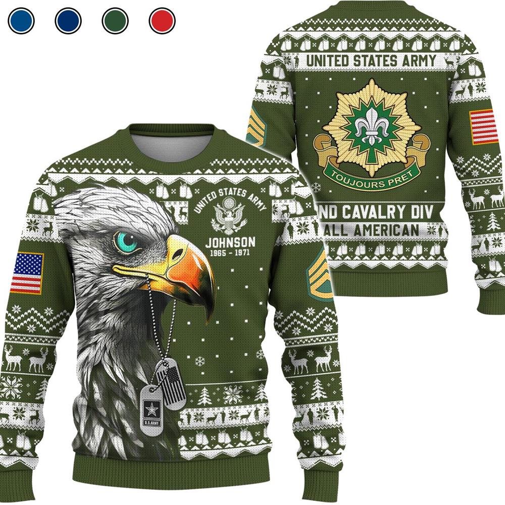 Personalized Military Christmas Ugly Sweater Gift For Soldier Veterans K1702 Trhn