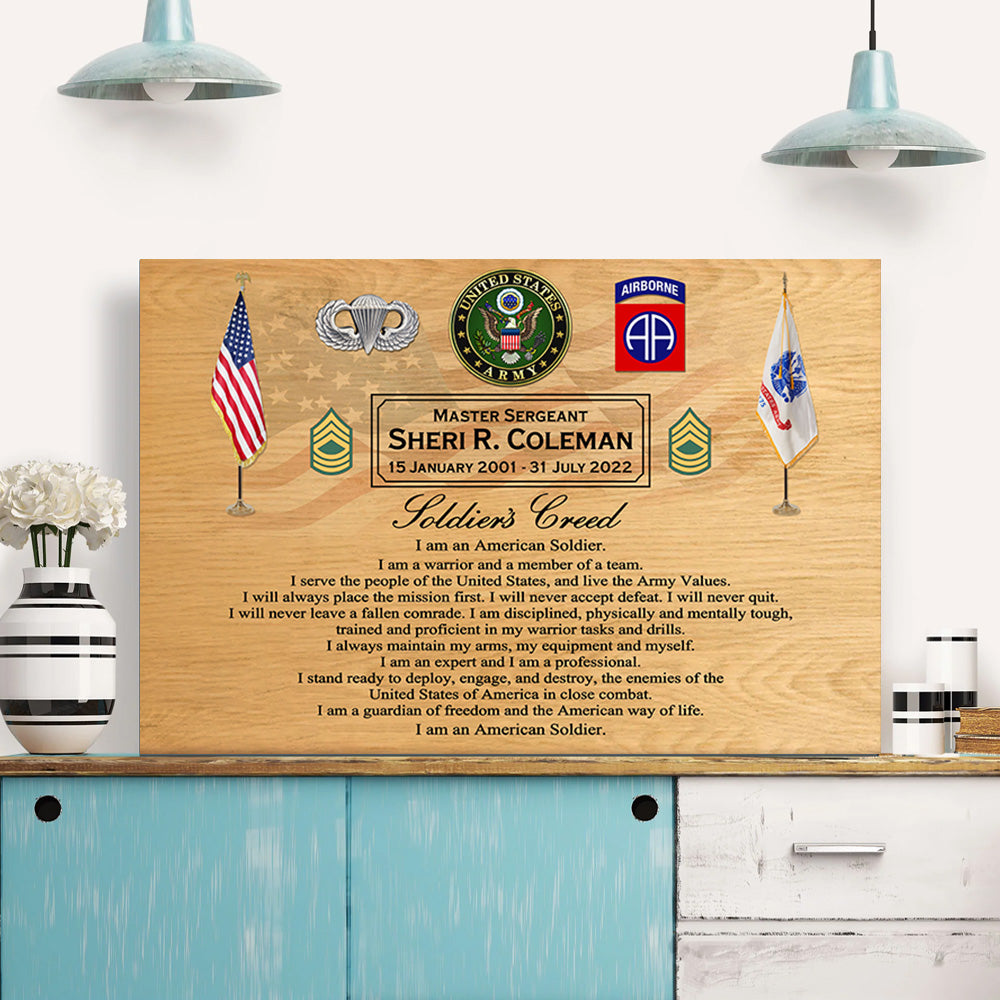 US Military Creed Custom Poster Canvas Gift For Military Veteran Dad Grandpa Home Decor Gift K1702 Trhn