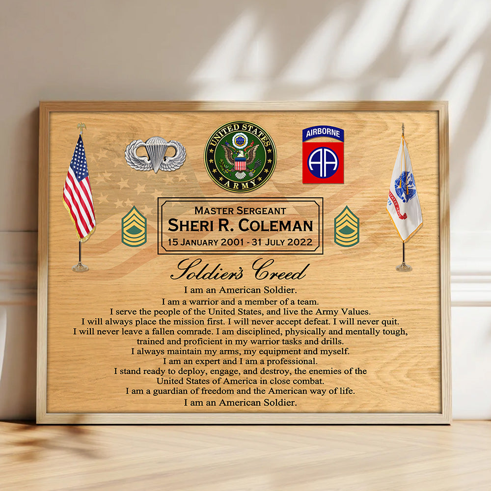 US Military Creed Custom Poster Canvas Gift For Military Veteran Dad Grandpa Home Decor Gift K1702 Trhn