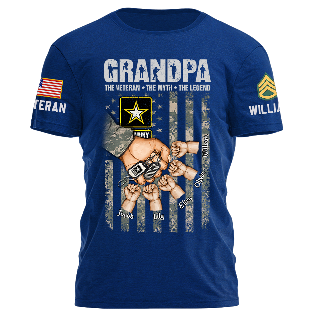 Grandpa The Veteran The Myth The Legend Personalized Shirt K1702