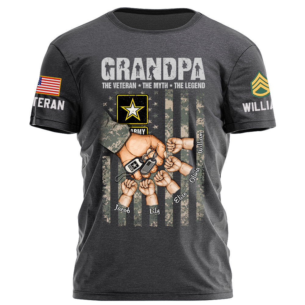 Grandpa The Veteran The Myth The Legend Personalized Shirt K1702