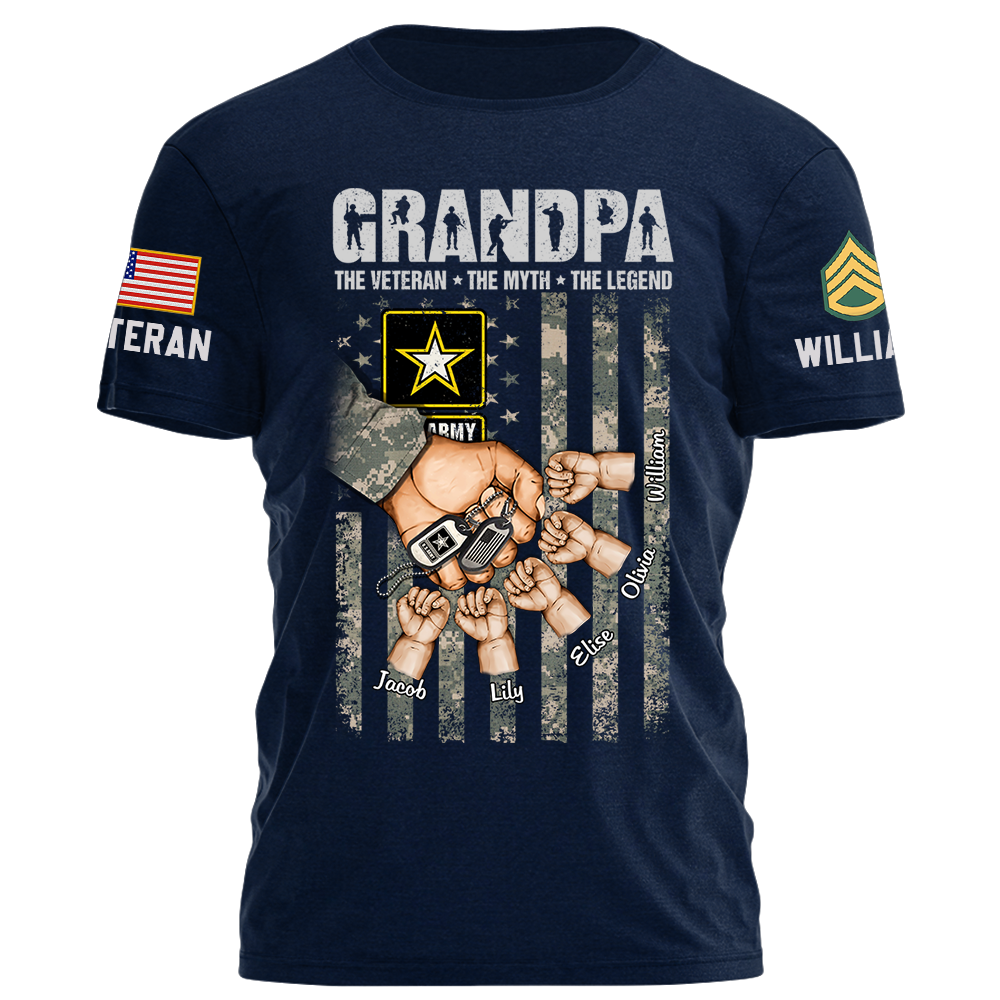 Grandpa The Veteran The Myth The Legend Personalized Shirt K1702