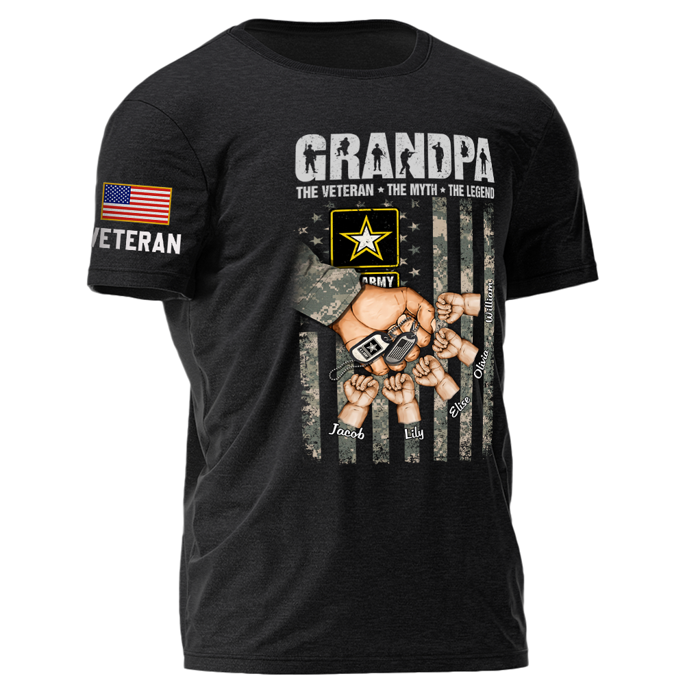 Grandpa The Veteran The Myth The Legend Personalized Shirt K1702