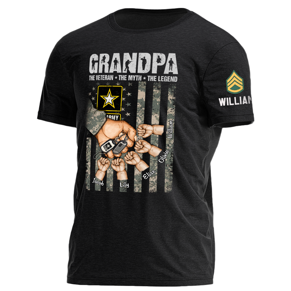 Grandpa The Veteran The Myth The Legend Personalized Shirt K1702