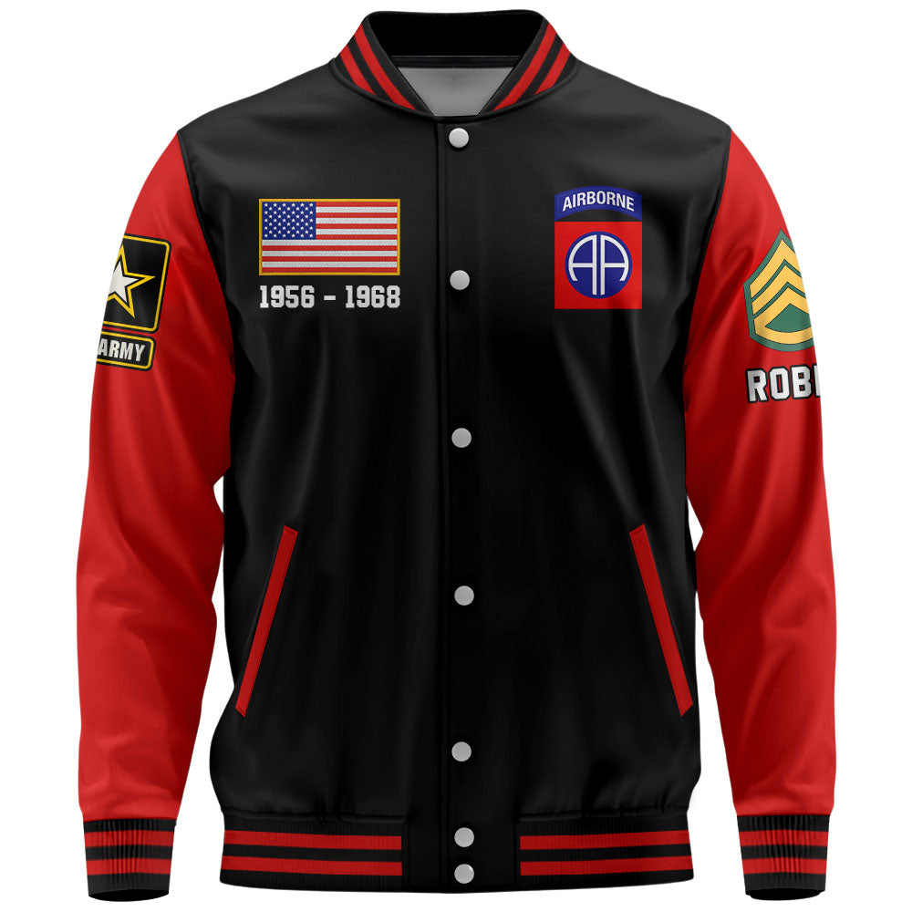 US Military Baseball Jackets Custom All Branches Rank Division Name For Military Retirement Veteran Dad Grandpa K1702 Trhn
