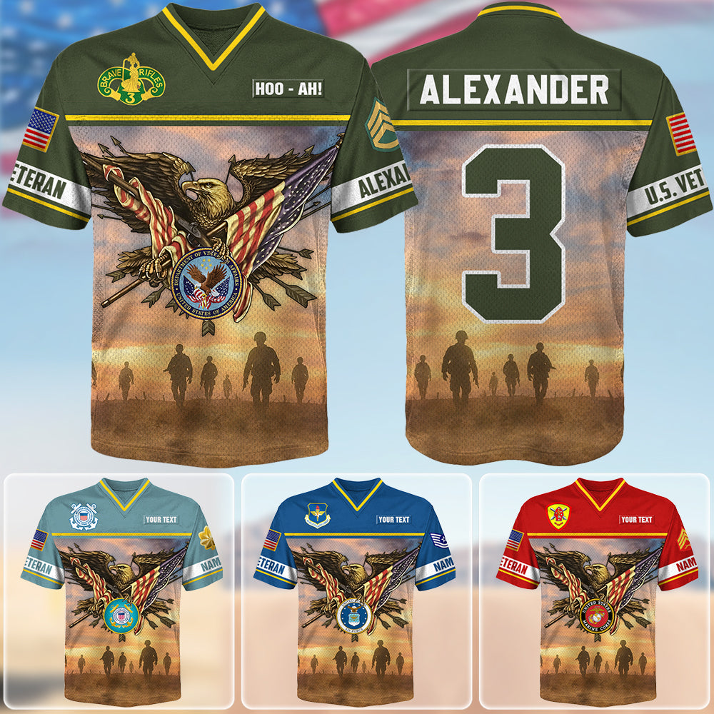 Jersey Football Military Premium Honoring All Who Served US Veteran Jersey , Gifts For US Veterans K1702 Trhn