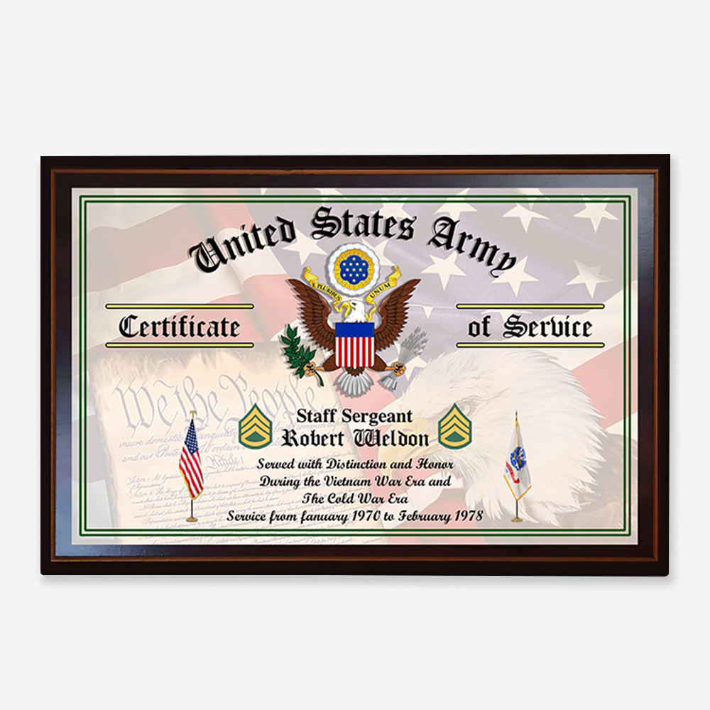 Personalized Military Certificate Of Service Custom For Veteran Soldier Veteran Gift K1702 Trhn