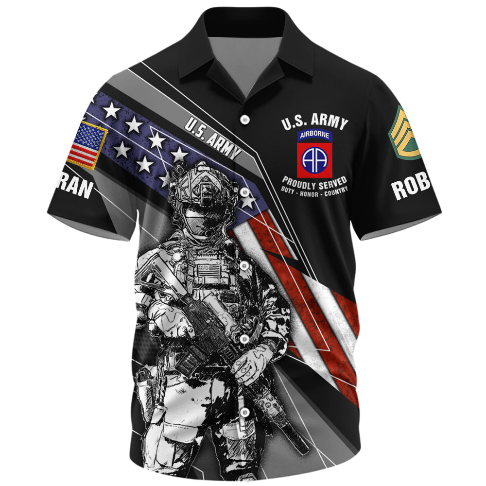 Personalized All Over Print Shirt Flag American Veteran Custom All Branches, Rank Name Division Veteran  K1702 Trhn