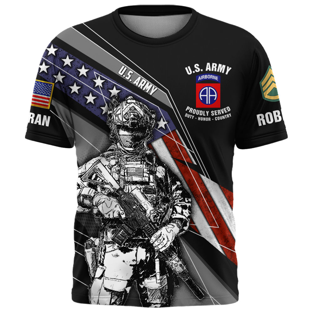 Personalized All Over Print Shirt Flag American Veteran Custom All Branches, Rank Name Division Veteran  K1702 Trhn