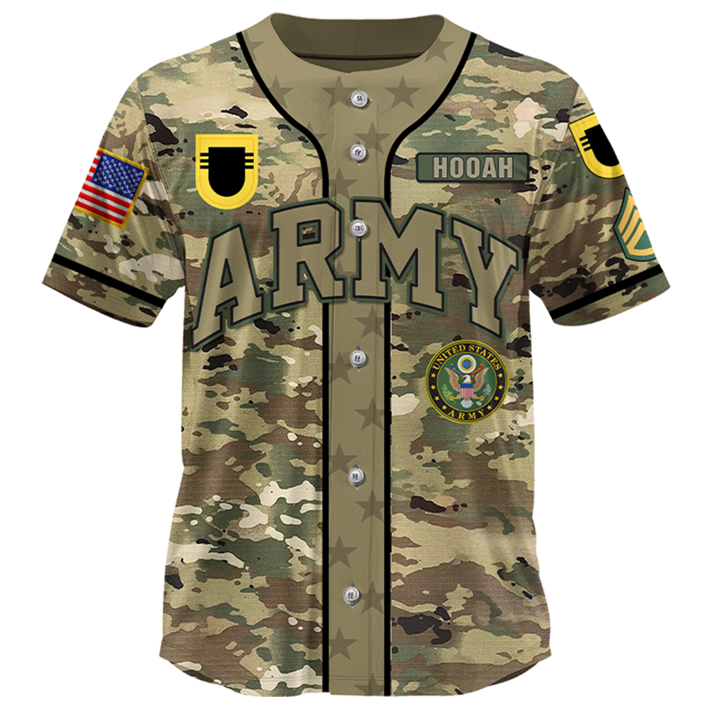 Custom Baseball Jersey Camouflage US Military Available All Branches Rank Division Name For Soldier Veterans K1702