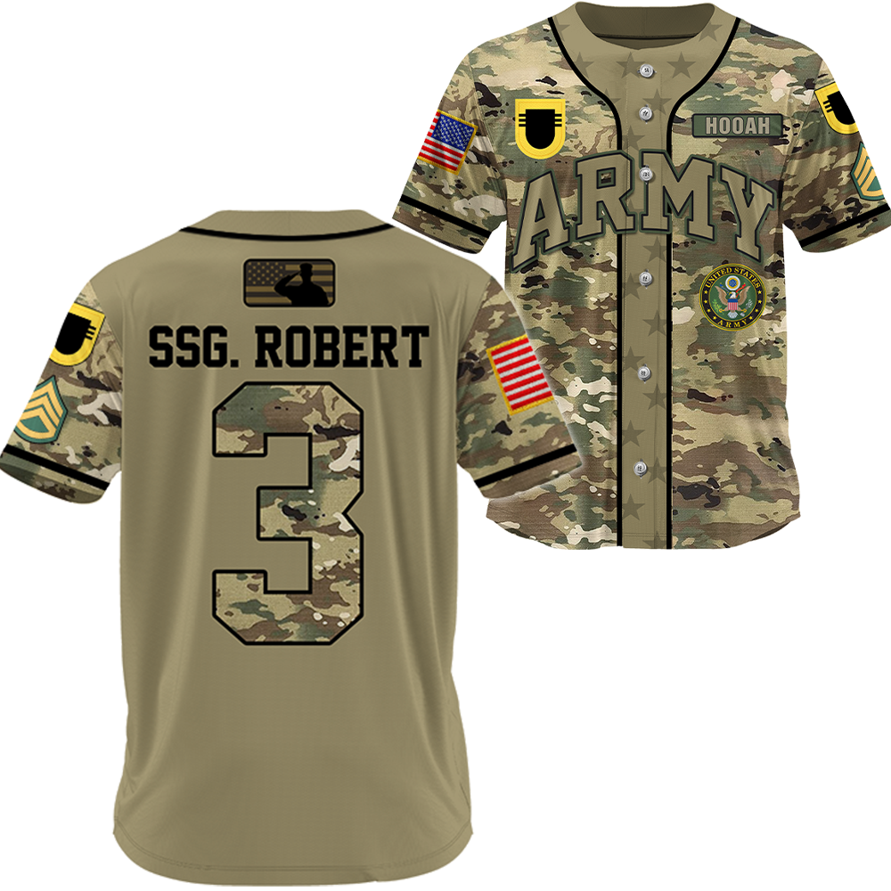 Custom Baseball Jersey Camouflage US Military Available All Branches Rank Division Name For Soldier Veterans K1702