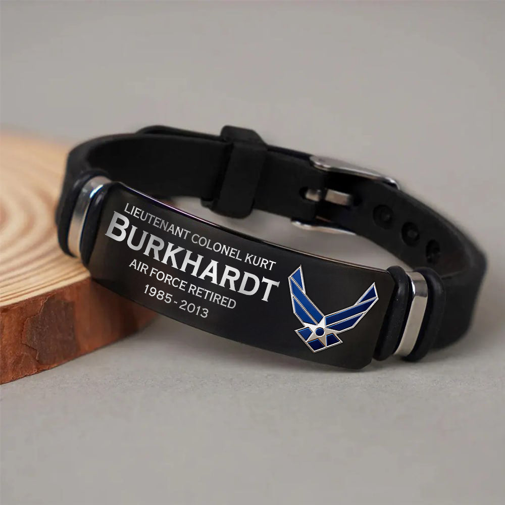 Custom Bracelet For Veteran Available To All Military Branches Metal Military Bracelet K1702 Trhn