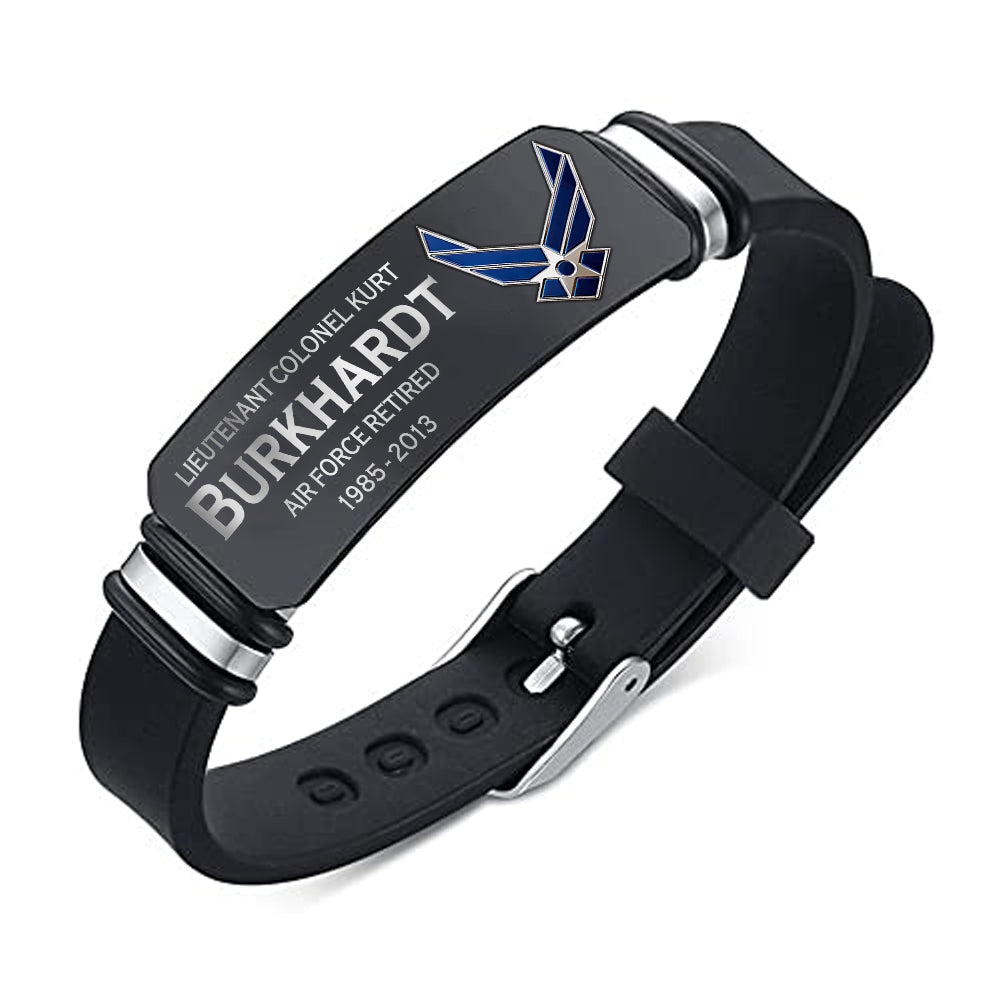 Custom Bracelet For Veteran Available To All Military Branches Metal Military Bracelet K1702 Trhn