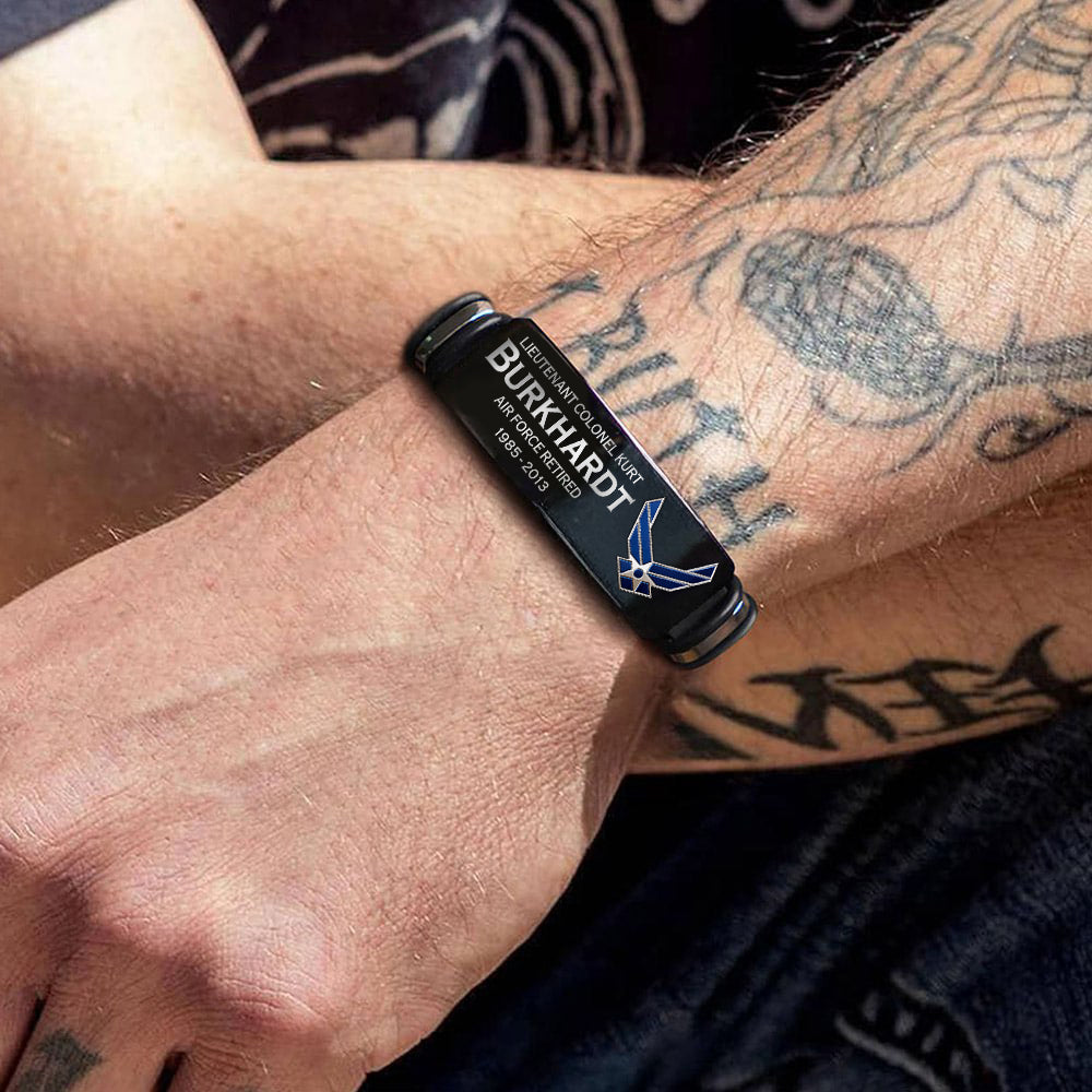 Custom Bracelet For Veteran Available To All Military Branches Metal Military Bracelet K1702 Trhn