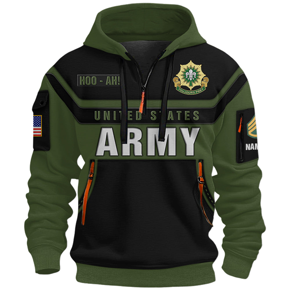 Personalized Hoodie Half Zipper Custom Military Patches Gift For Veteran K1702 Trhn