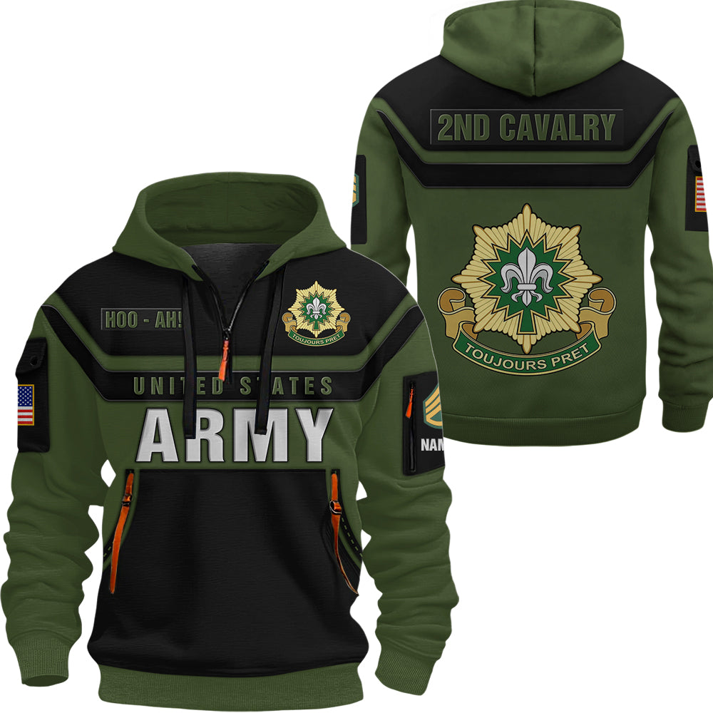 Personalized Hoodie Half Zipper Custom Military Patches Gift For Veteran K1702 Trhn