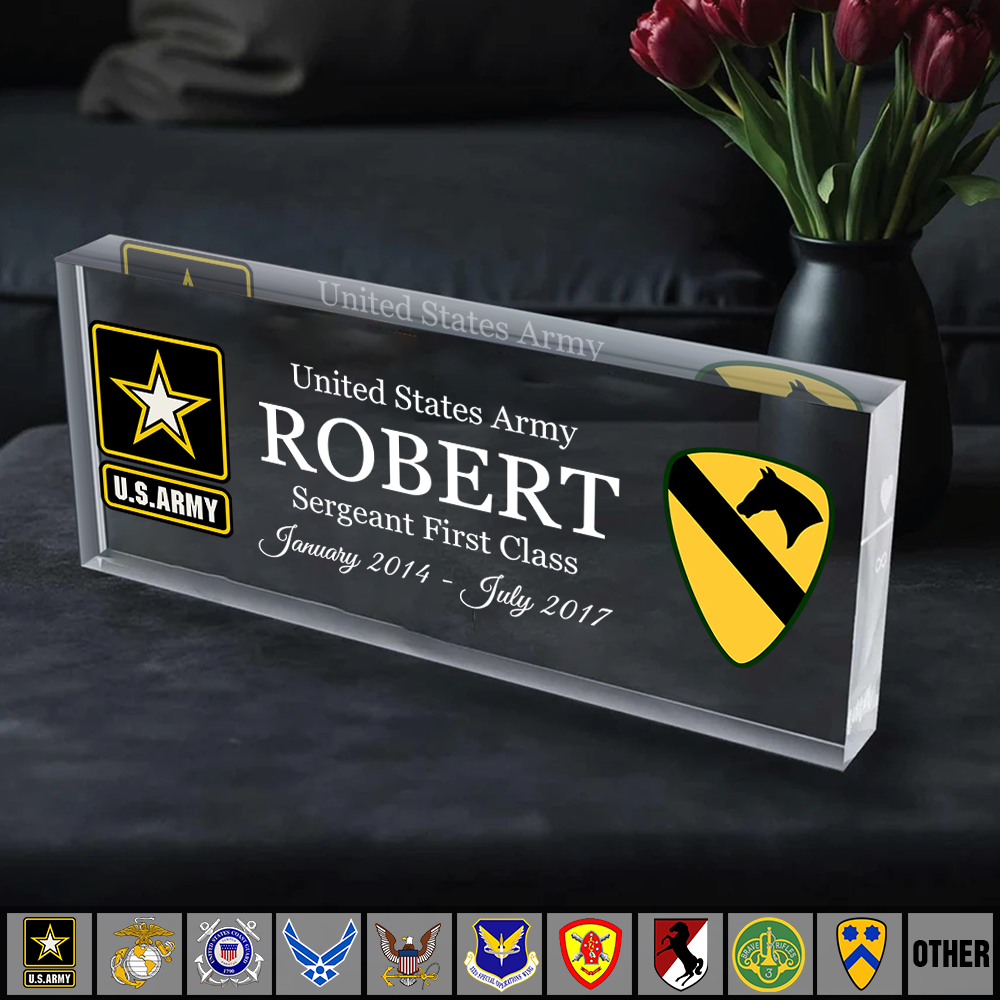 Acrylic Block Personalized Gifts For Veteran Custom All Military Branches Custom Nam Rank Division K1702 Trhn