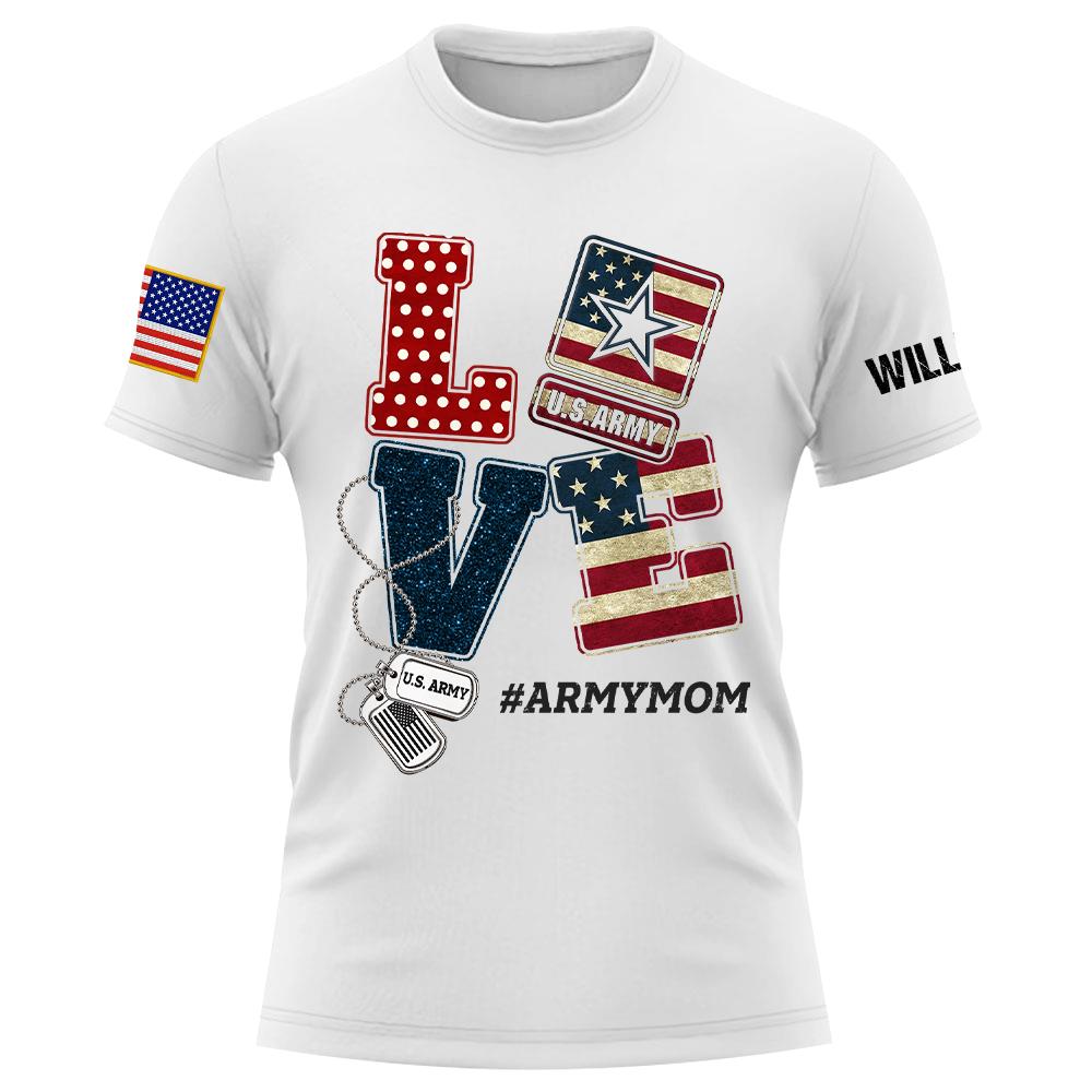 Love Military Custom Shirt  Family Proud Mom Custom All Military Branches Army Mom Gift For Family Member K1702 Trhn