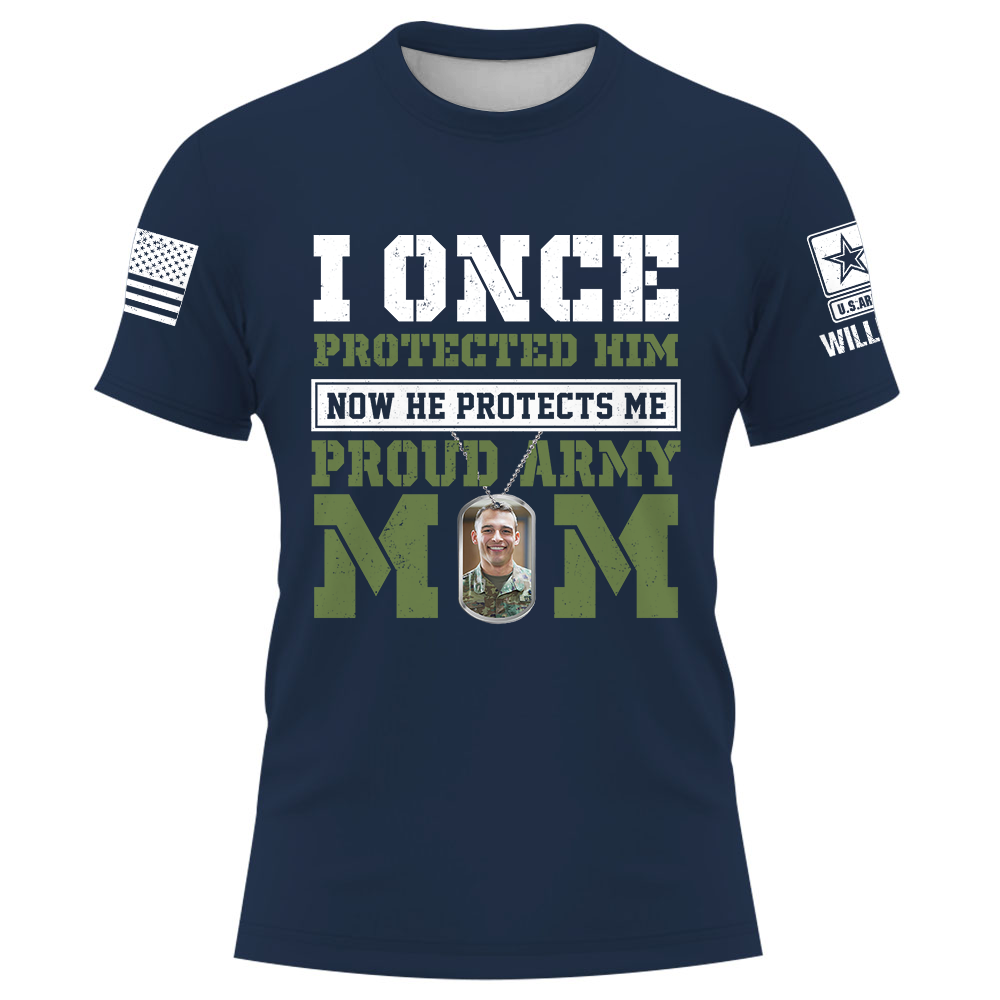 Custom Shirt I Once Protected Him Now He Protects Me Proud Military Mom Military Family Members Gift Dad Mom K1702 Trhn