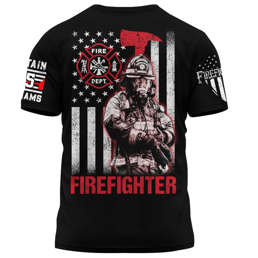 Custom Firefighter Shirts Custom Name And Number Fire Department All Over Print Shirt K1702
