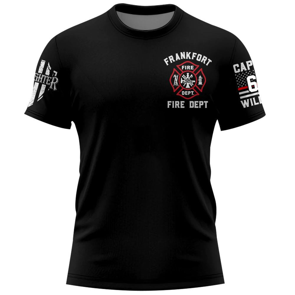 Custom Firefighter Shirts Custom Name And Number Fire Department All Over Print Shirt K1702