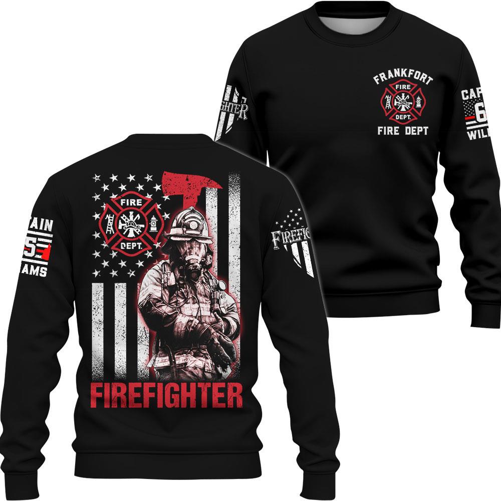 Custom Firefighter Shirts Custom Name And Number Fire Department All Over Print Shirt K1702