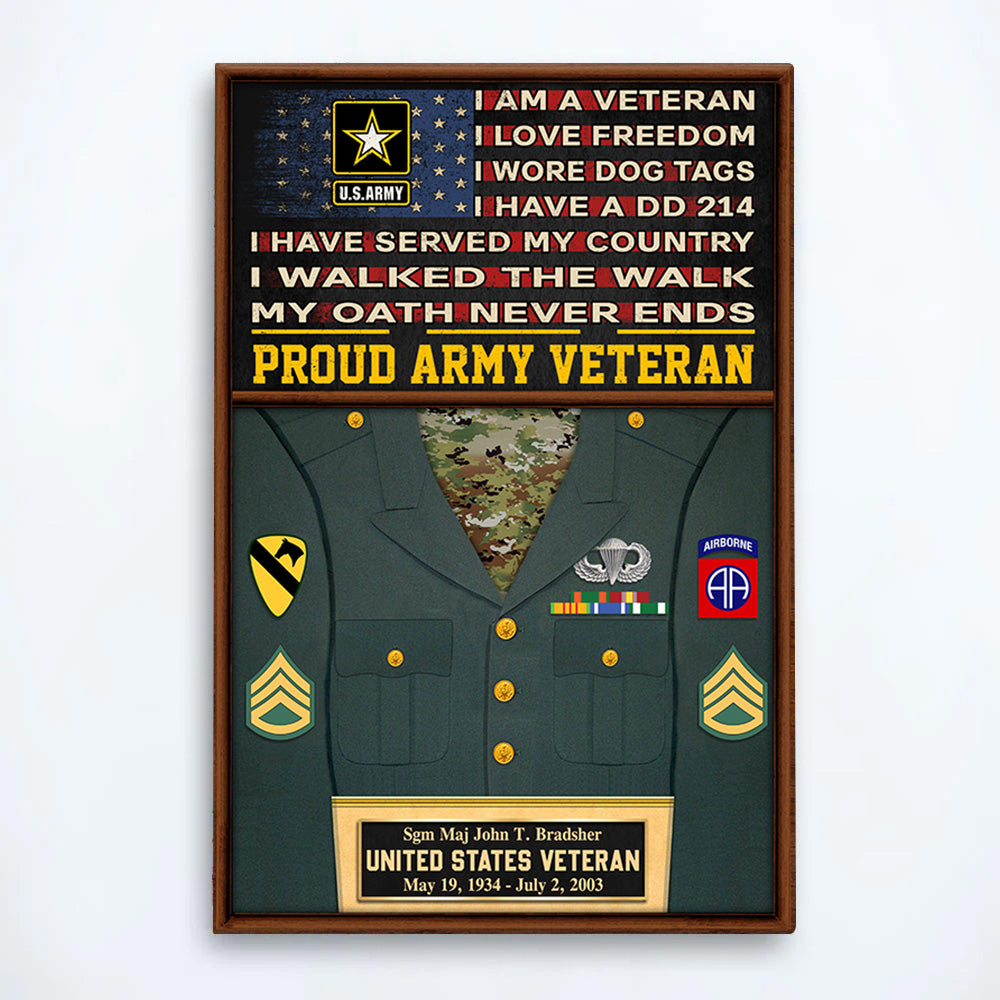 Personalized Poster And Canvas Gift For Military Veteran Dad Grandpa Veteran Custom Uniform Rank Name Division K1702 Trhn