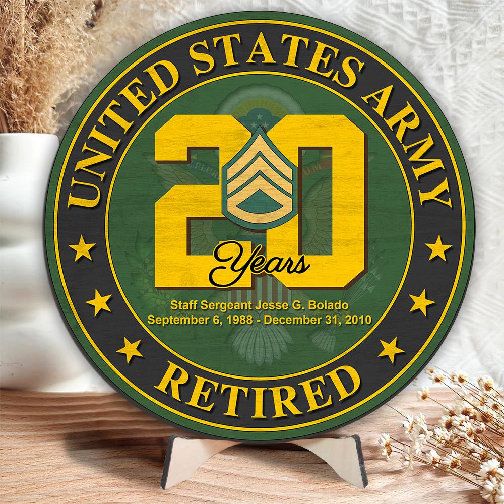 US Military Wood Sign Military Recognition, Retirement Plaque Custom Gift For Veterans K1702