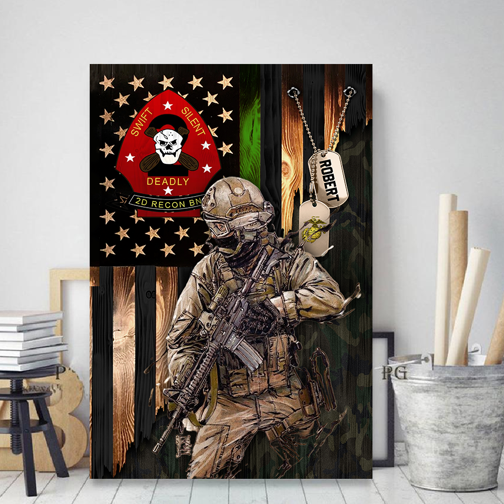 Personalized Gift For Military Veteran Custom Gift For Military Veteran Soldier American Rustic Flag Poster Canvas K1702