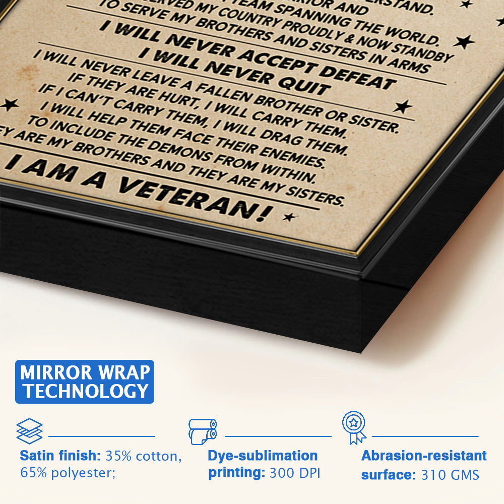 Veteran's Creed Custom Poster and Canvas Vr3 Personalized Gift For Veteran K1702