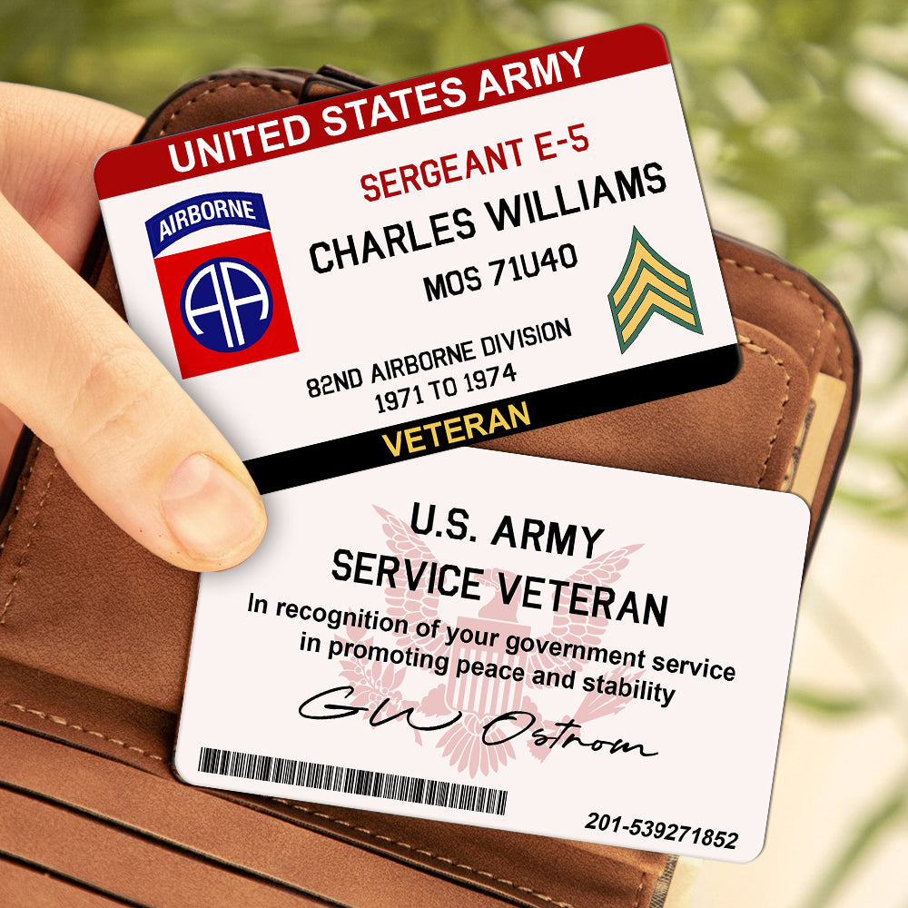 Personalized Military Veteran ID Card – Honoring Your Service Double-Sided Design Gift For Veteran K1702 Trhn