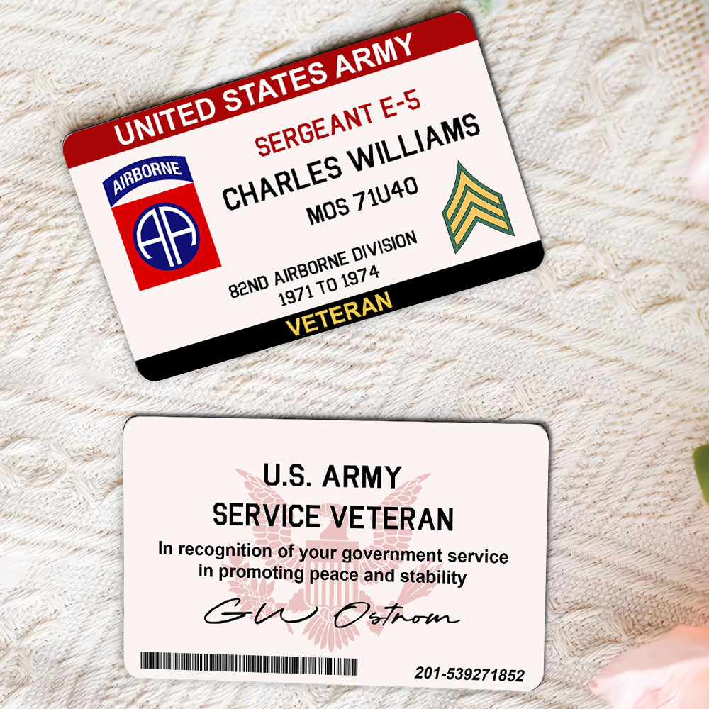 Personalized Military Veteran ID Card – Honoring Your Service Double-Sided Design Gift For Veteran K1702 Trhn