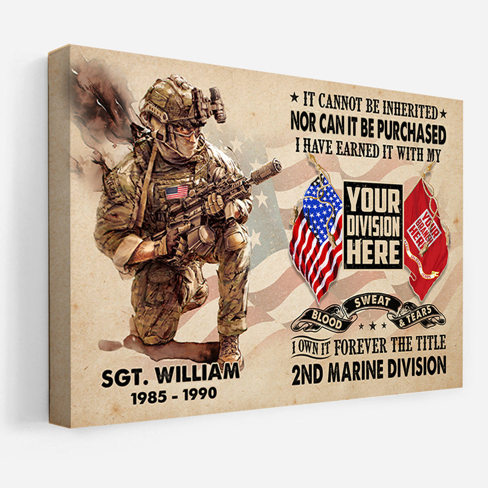 Personalized Canvas And Poster It Cannot Be Inherited Veteran Frame K1702