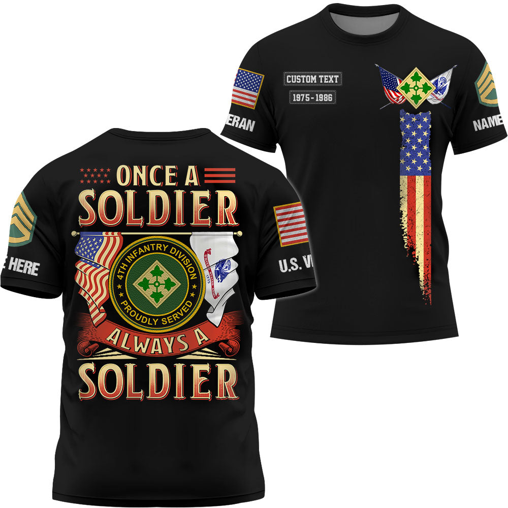 Perosnalized All Over Print Shirt Once Soldier Always Soldier Custom All Branches Military Gift For Veterans K1702 Trhn