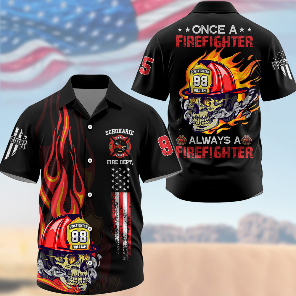 Custom Hawaiian Shirt  Firefighter Once Firefighter Always Firefighter Custom Dept K1702 Trhn