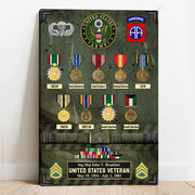 Personalized Poster Canvas For Veteran Custom Medals Ribbons Rank Division Gift For Veteran Dad Grandpa K1702 Trhn