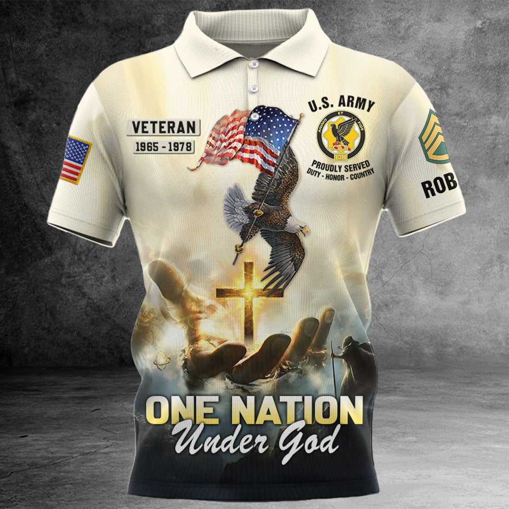 One Nation Under God Eagle American Shirt Gift For Veteran Custom Division Military K1702 Trhn