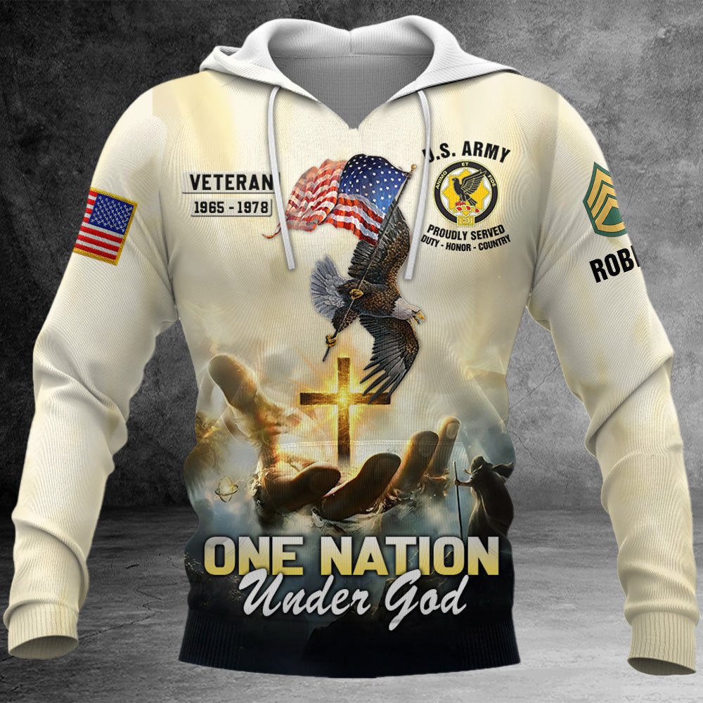 One Nation Under God Eagle American Shirt Gift For Veteran Custom Division Military K1702 Trhn