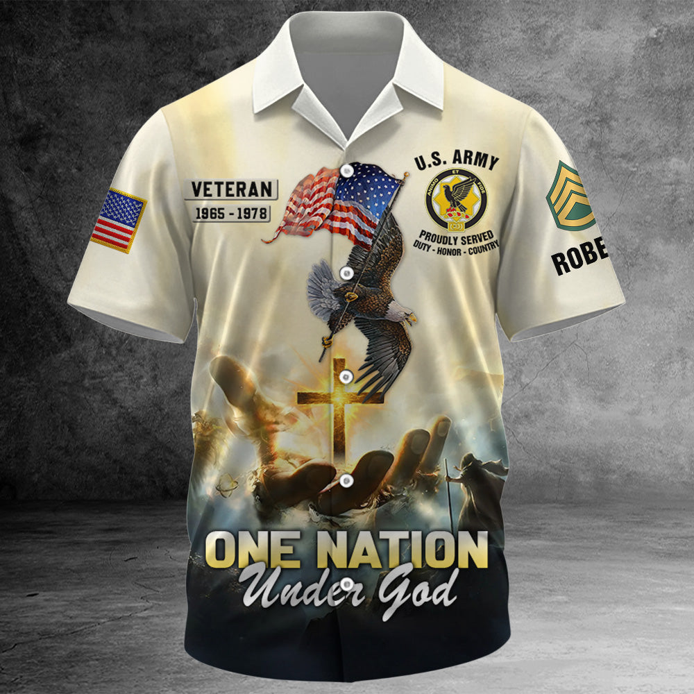 One Nation Under God Eagle American Shirt Gift For Veteran Custom Division Military K1702 Trhn