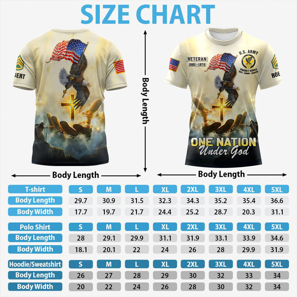 One Nation Under God Eagle American Shirt Gift For Veteran Custom Division Military K1702 Trhn