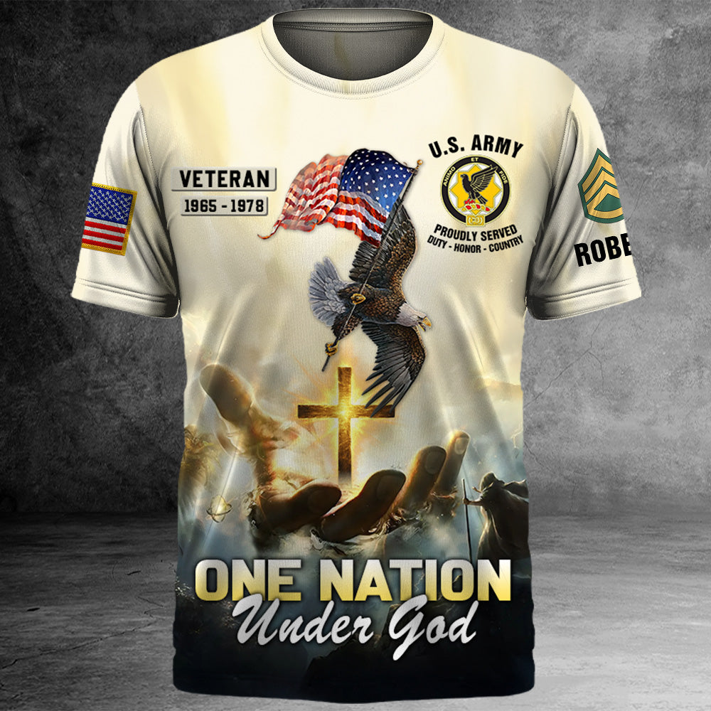 One Nation Under God Eagle American Shirt Gift For Veteran Custom Division Military K1702 Trhn