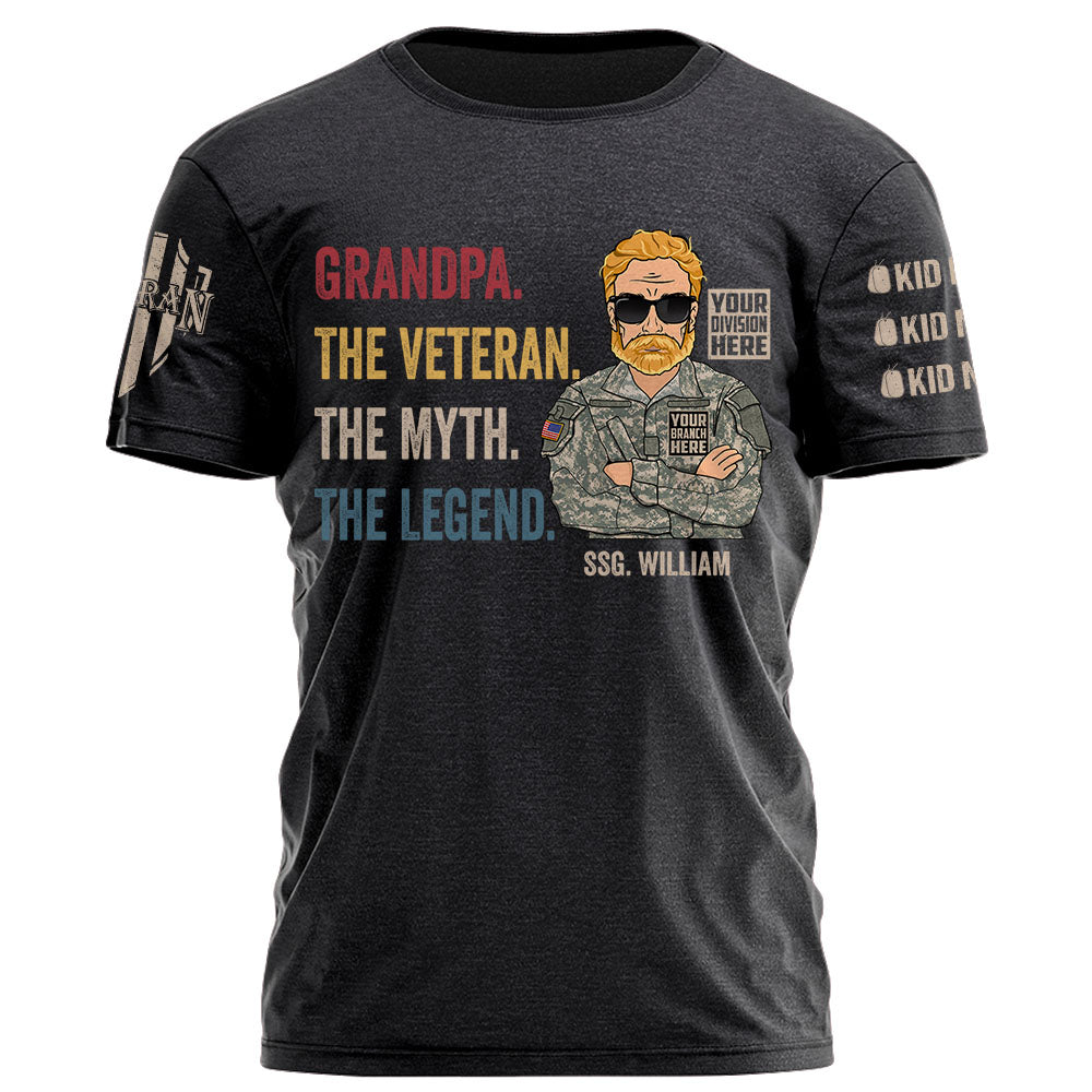 Dad The Veteran The Myth The Legend Personalized Shirt Gift For Veterans K1702