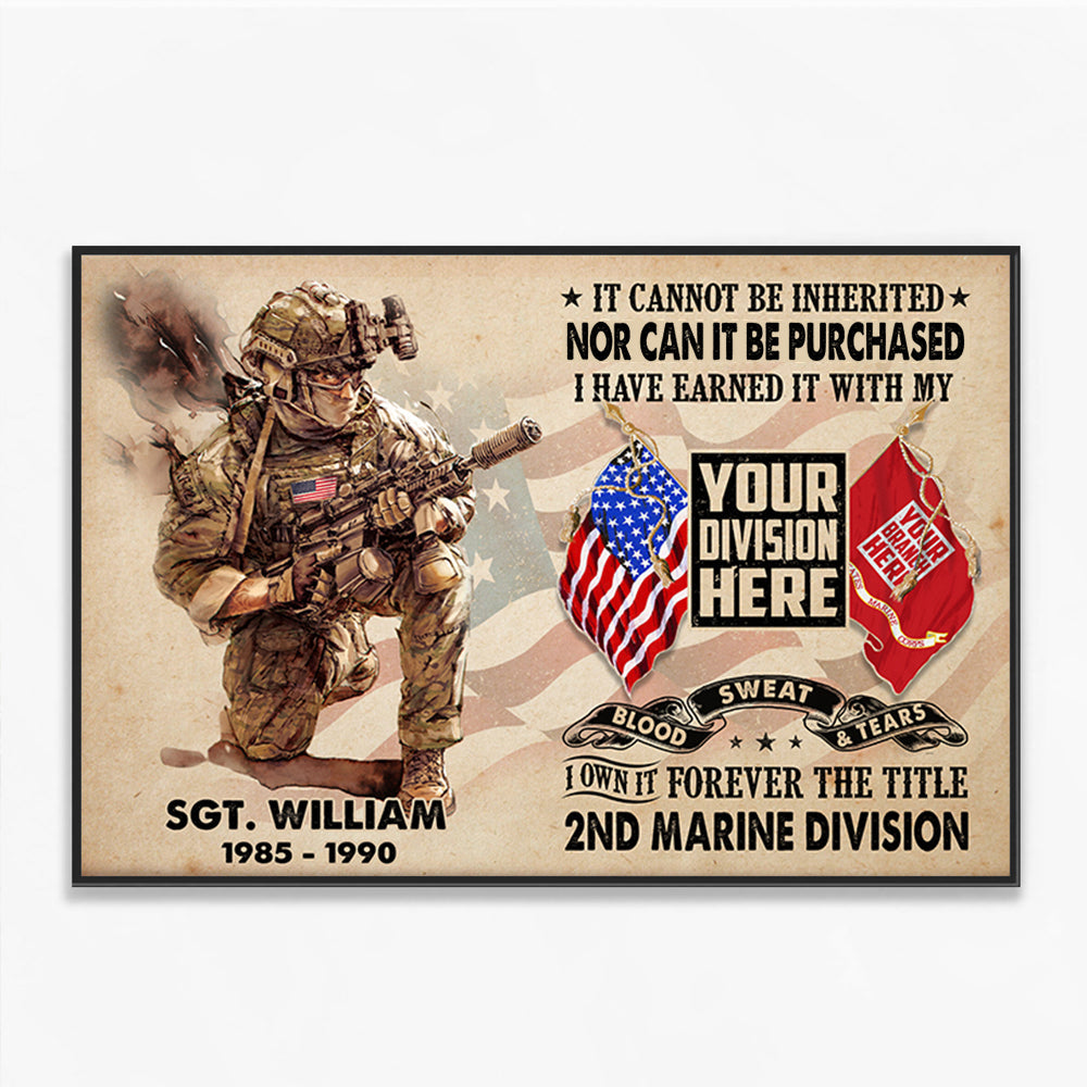 Personalized Canvas And Poster It Cannot Be Inherited Veteran Frame K1702