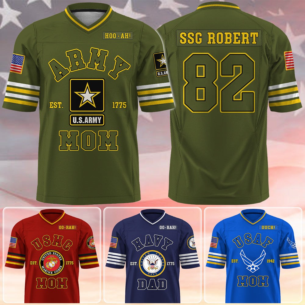 US Military Football Jersey Custom All Branches Name For Military Family Member K1702 Trhn