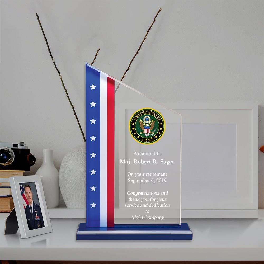 Custom Acrylic Block Plaque Proudly Honoring Those Who Served Gift For Veteran Gift Military Retirement Gifts K1702 Trhn