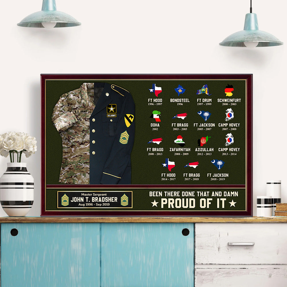 U.S. Military Shadow Boxes Camouflage Uniform Custom Military Base Personalized Poster Canvas For Military Veteran K1702 Trhn