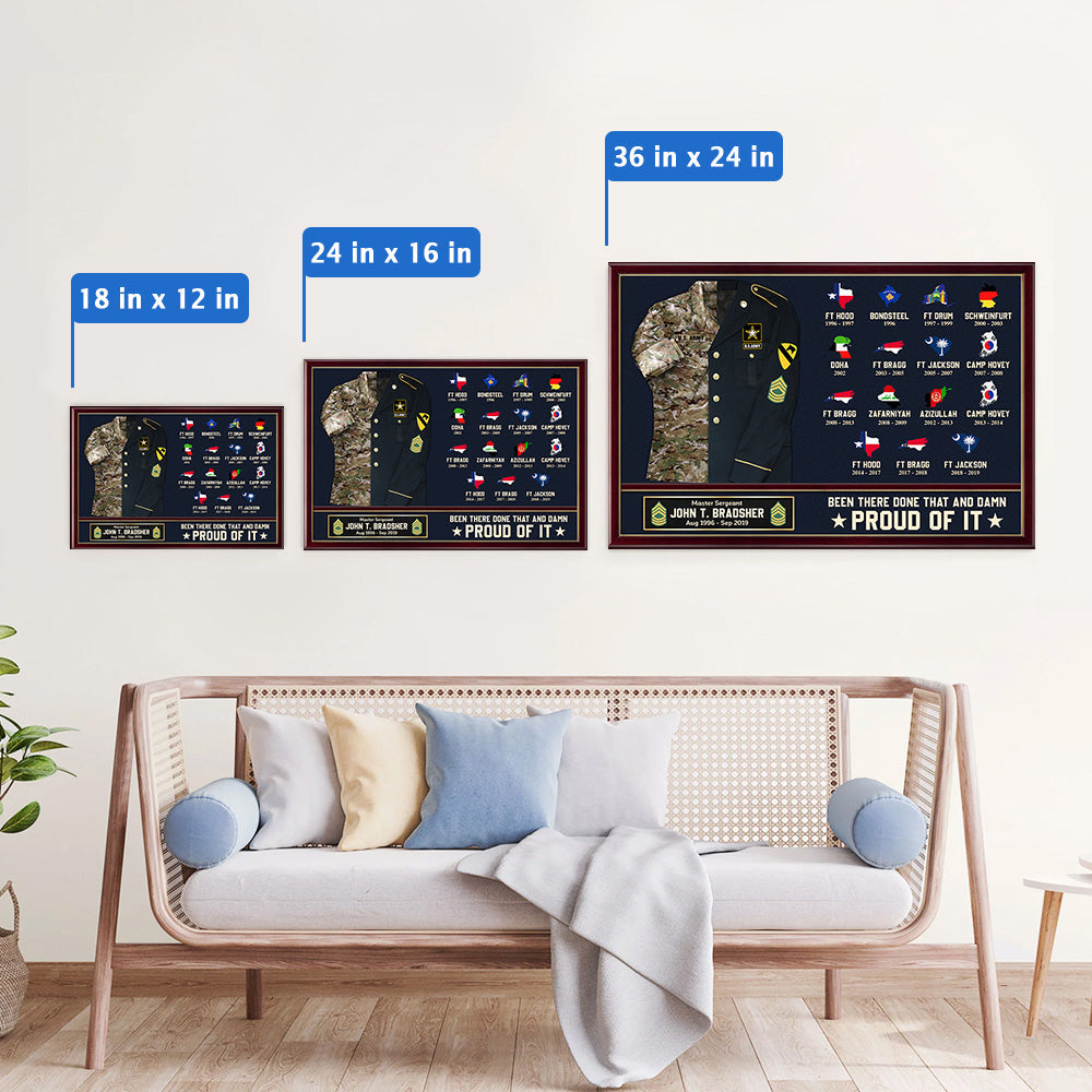 U.S. Military Shadow Boxes Camouflage Uniform Custom Military Base Personalized Poster Canvas For Military Veteran K1702 Trhn