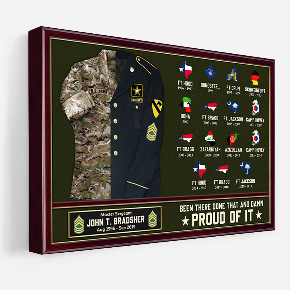 U.S. Military Shadow Boxes Camouflage Uniform Custom Military Base Personalized Poster Canvas For Military Veteran K1702 Trhn