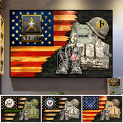 Personalized Canvas Poster Gift For Military Veteran Dad Grandpa Veteran Custom Rank And Name Veteran American Rustic Flag K1702